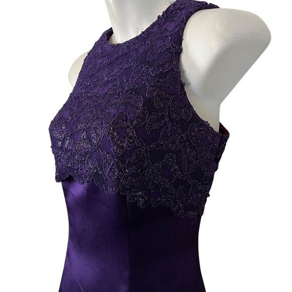 Roberta Dark Purple Womens Vintage Lace Satin Keyhole Formal Dress 90s Y2K 5/ 6 - Picture 10 of 16